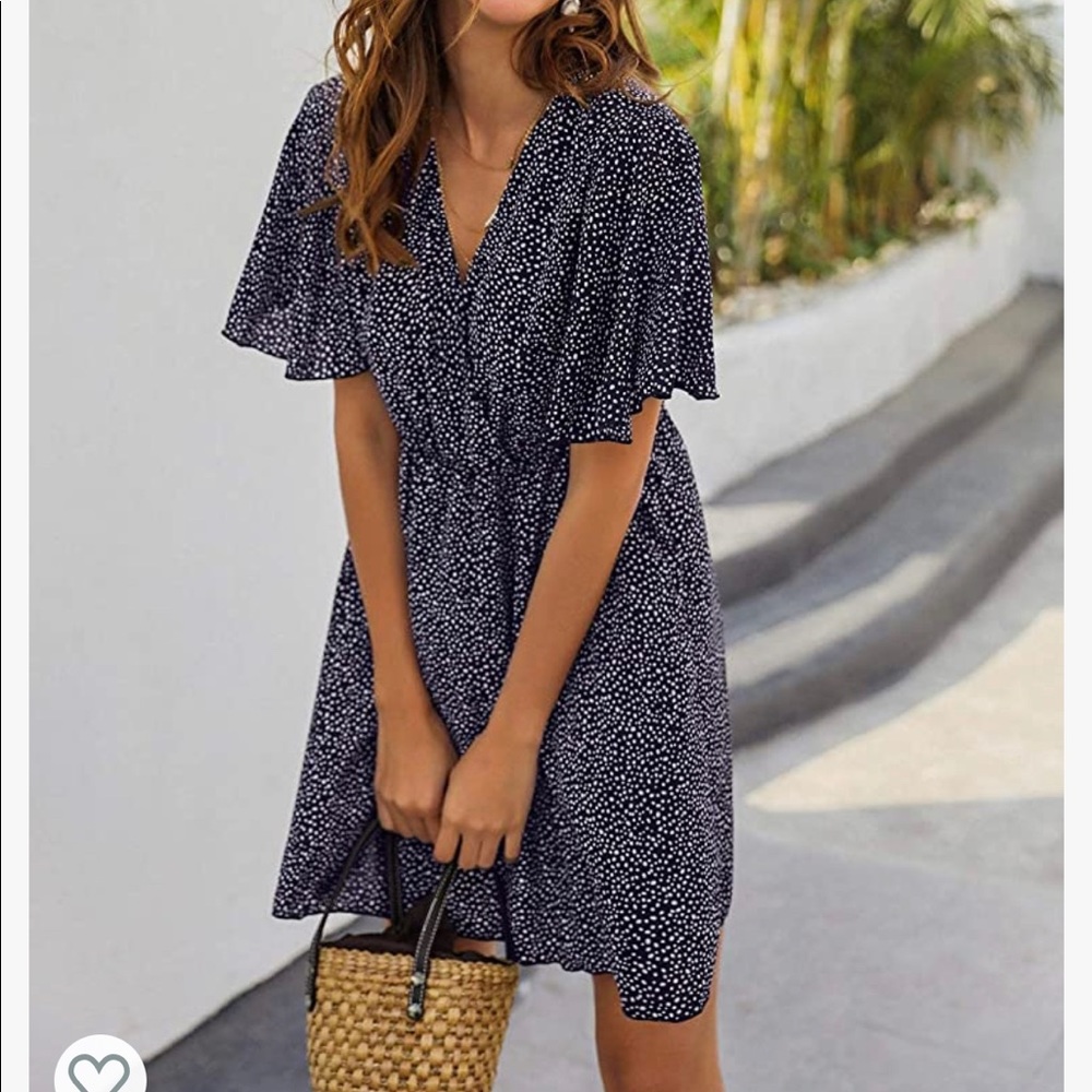 Navy/White V-Neck Dress